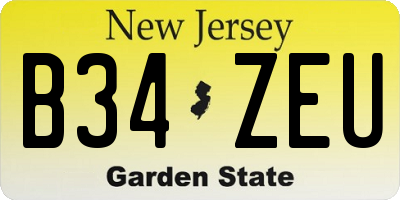 NJ license plate B34ZEU