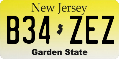 NJ license plate B34ZEZ