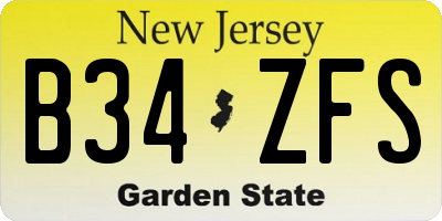 NJ license plate B34ZFS