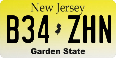 NJ license plate B34ZHN