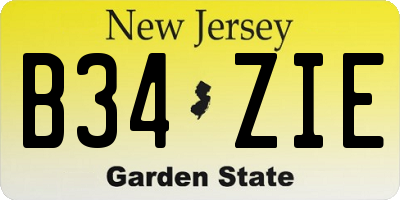 NJ license plate B34ZIE