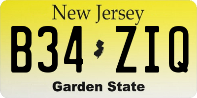 NJ license plate B34ZIQ