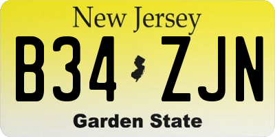 NJ license plate B34ZJN