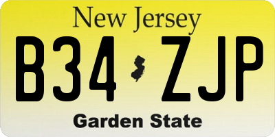 NJ license plate B34ZJP