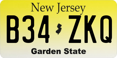 NJ license plate B34ZKQ