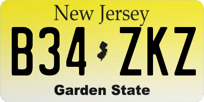 NJ license plate B34ZKZ
