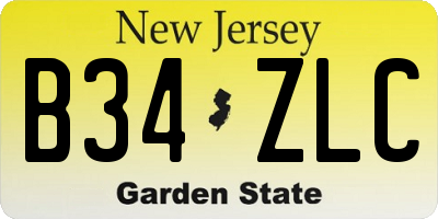 NJ license plate B34ZLC