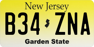 NJ license plate B34ZNA