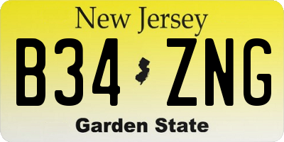 NJ license plate B34ZNG