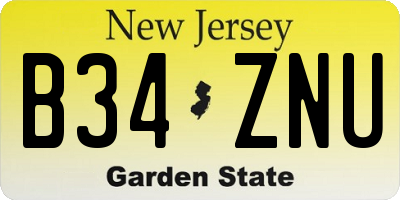 NJ license plate B34ZNU