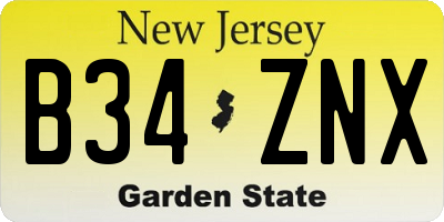 NJ license plate B34ZNX