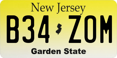 NJ license plate B34ZOM