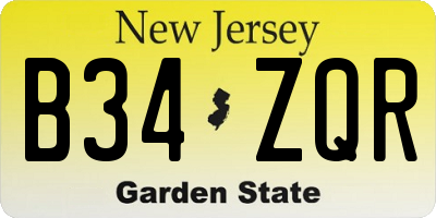 NJ license plate B34ZQR