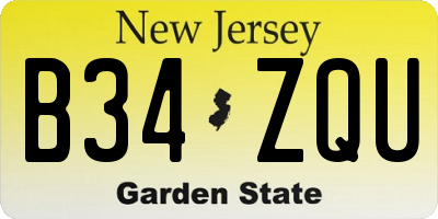 NJ license plate B34ZQU