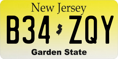 NJ license plate B34ZQY