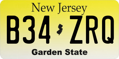 NJ license plate B34ZRQ