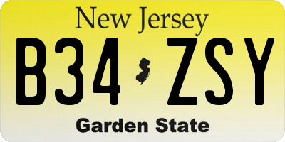 NJ license plate B34ZSY