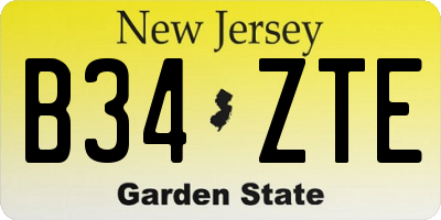 NJ license plate B34ZTE