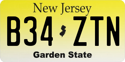 NJ license plate B34ZTN