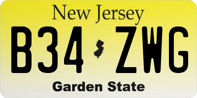NJ license plate B34ZWG