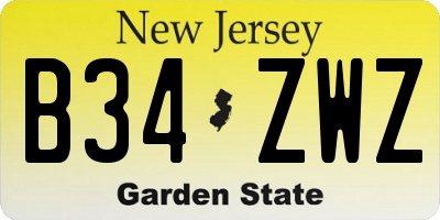 NJ license plate B34ZWZ