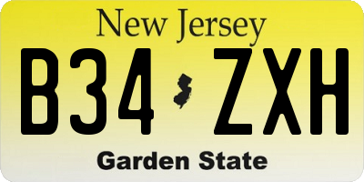 NJ license plate B34ZXH