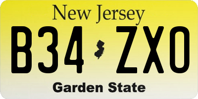 NJ license plate B34ZXO
