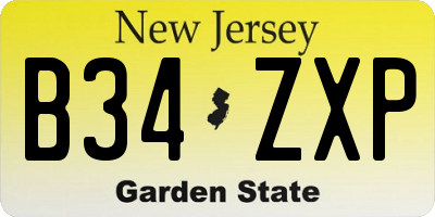 NJ license plate B34ZXP