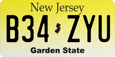 NJ license plate B34ZYU
