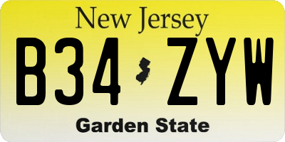 NJ license plate B34ZYW