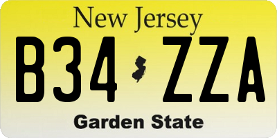 NJ license plate B34ZZA
