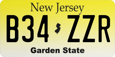 NJ license plate B34ZZR