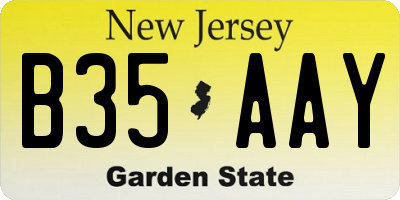 NJ license plate B35AAY