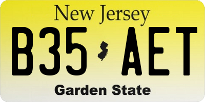 NJ license plate B35AET