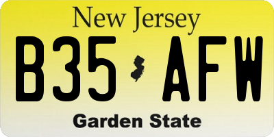 NJ license plate B35AFW