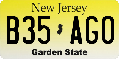 NJ license plate B35AGO