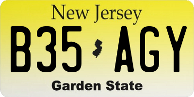 NJ license plate B35AGY