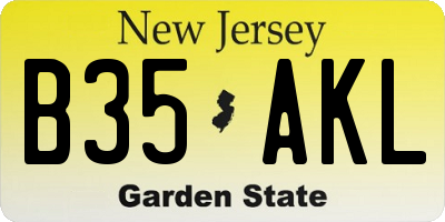 NJ license plate B35AKL