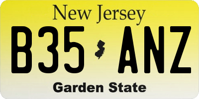 NJ license plate B35ANZ
