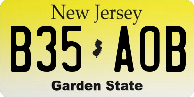 NJ license plate B35AOB