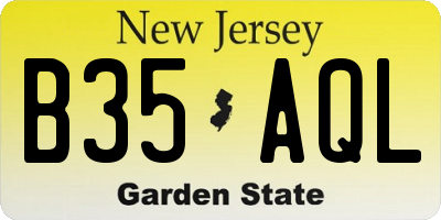 NJ license plate B35AQL