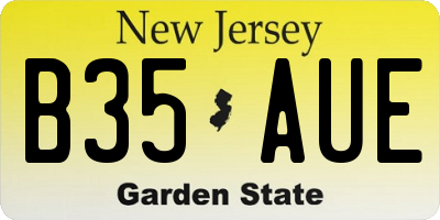 NJ license plate B35AUE