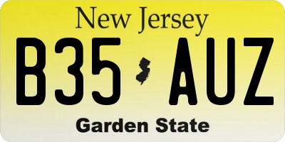 NJ license plate B35AUZ