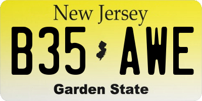 NJ license plate B35AWE