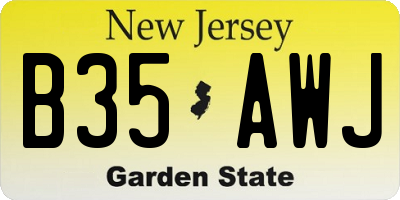 NJ license plate B35AWJ