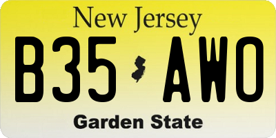 NJ license plate B35AWO