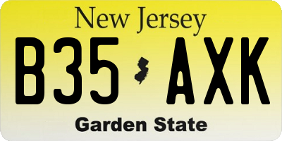 NJ license plate B35AXK