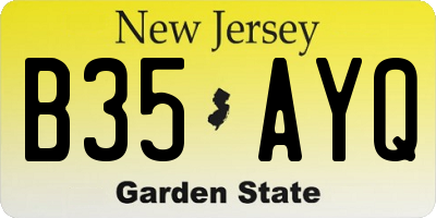 NJ license plate B35AYQ