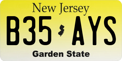 NJ license plate B35AYS