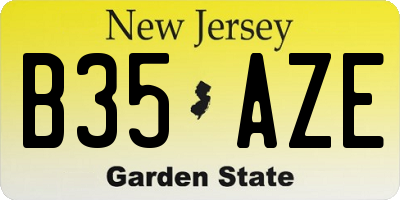 NJ license plate B35AZE